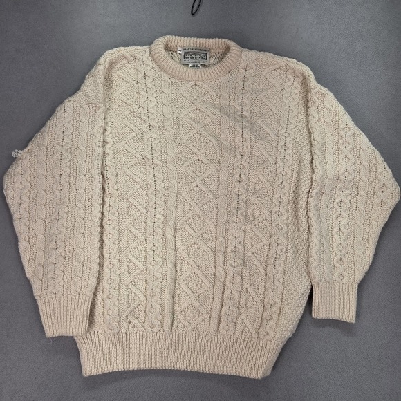 Aran Sweater Market Sweater Mens Large Fisherman Merino Wool Cable Knit Ireland - Picture 1 of 10